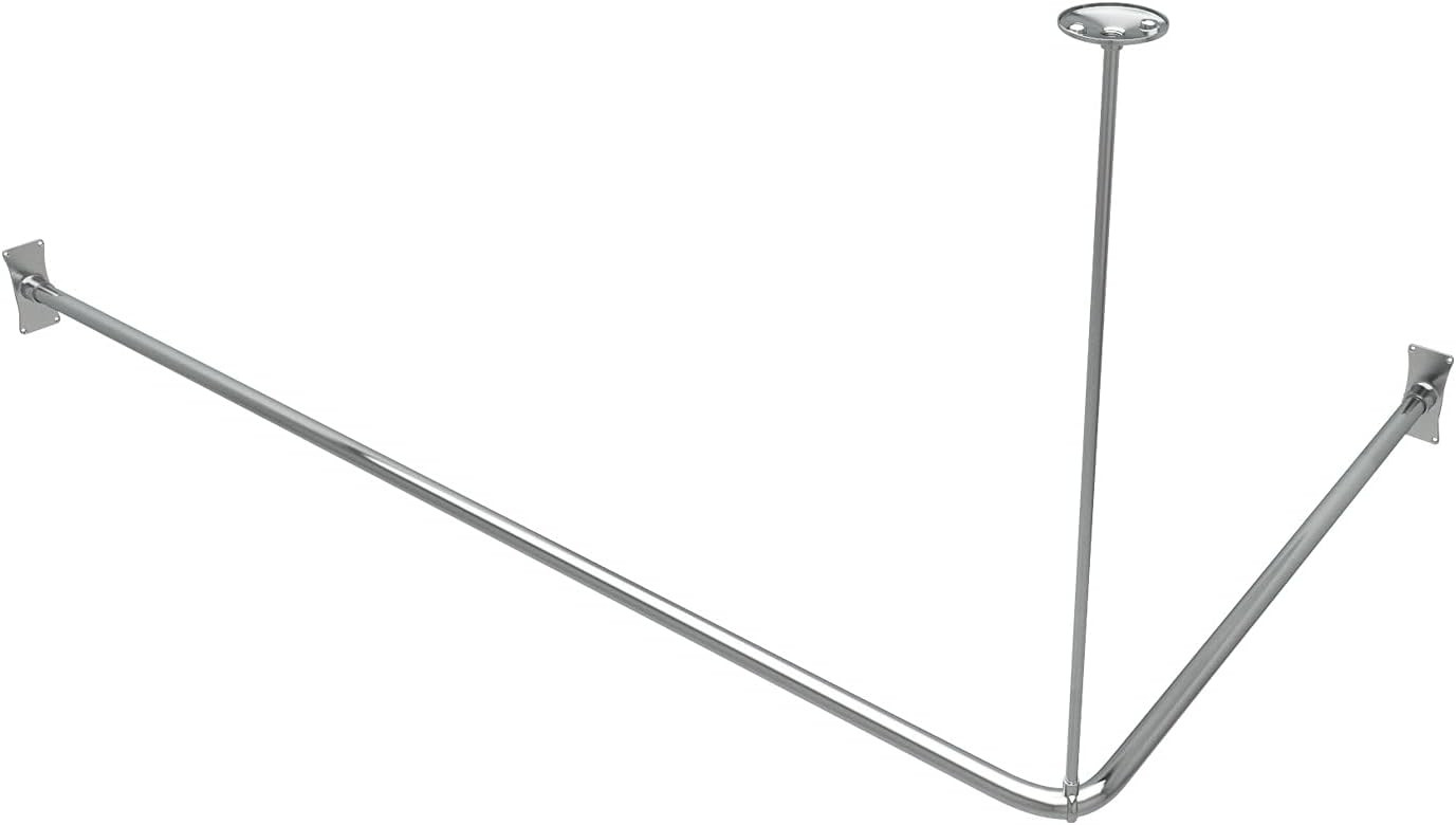 Naiture Stainless Steel 60'' x 48'' Corner Shower Curtain Rod with Ceiling Support, Chrome Finish | Amazon (US)