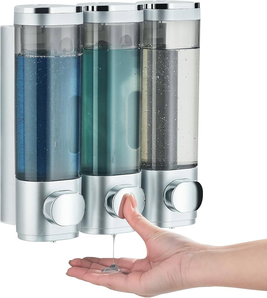 Shampoo and Conditioner Dispenser, Pollock Shower Dispenser 3 Chamber No Drill Shampoo Dispenser ... | Amazon (US)