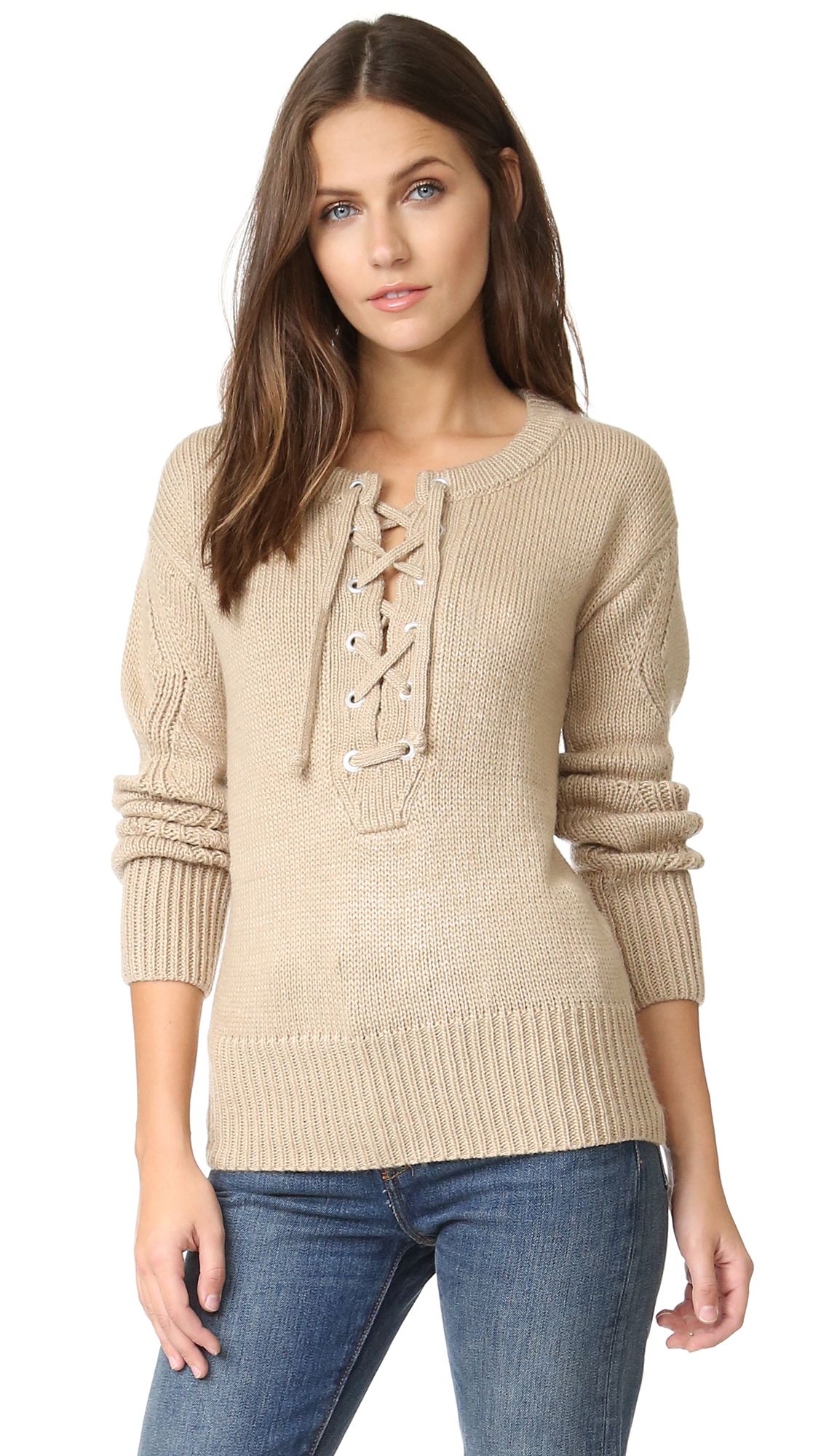 Brighton Henley Lace Up Sweater | Shopbop