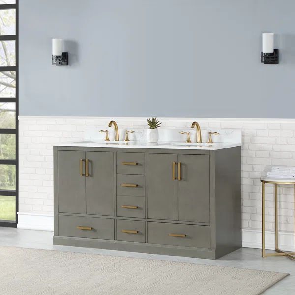 Borunda 60'' Free-standing Double Bathroom Vanity with Cultured Marble Vanity Top | Wayfair North America