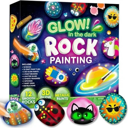 Joyfy Glow in the Dark Rock Painting Arts and Crafts Kit, Creative Fun for Kids Ages 6+ | Walmart (US)