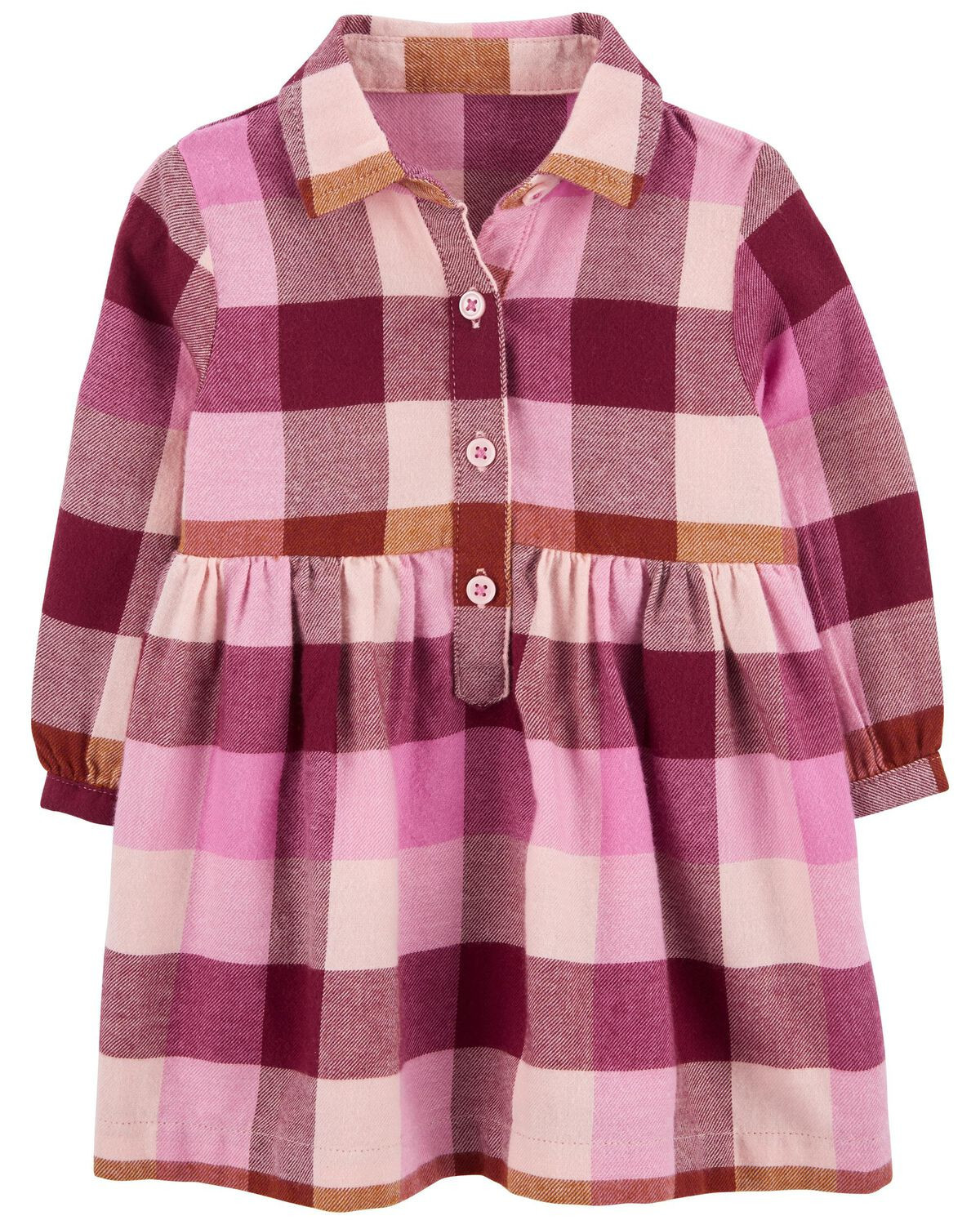 Pink Baby Plaid Cotton Flannel Shirt Dress | carters.com | Carter's