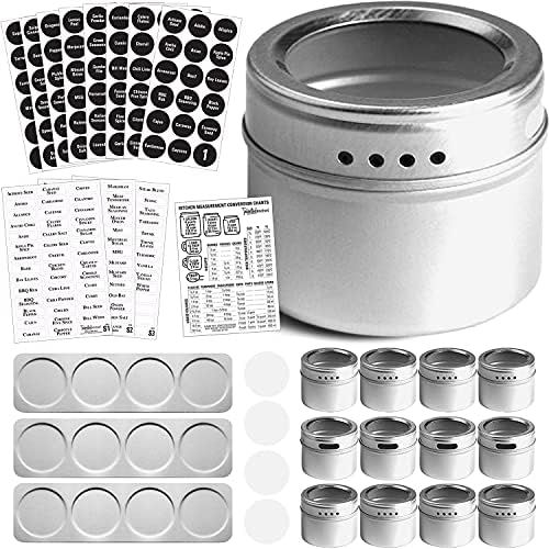 12 Magnetic Spice Tins with Wall Plate Racks & 2 Types of Spice Labels by Talented Kitchen. 12 St... | Amazon (US)