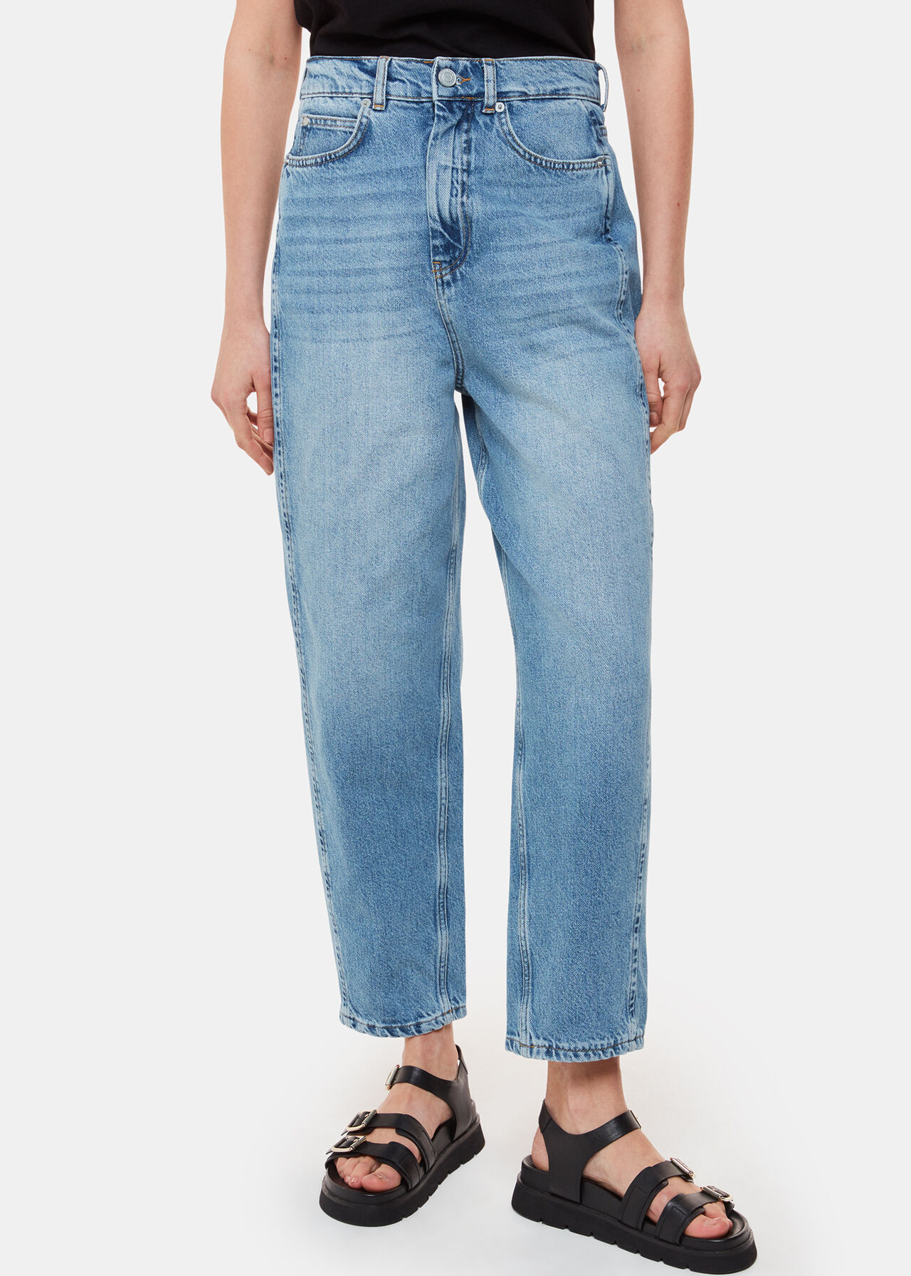 Light Wash High-Waisted Barrel Leg Jeans | Whistles | Whistles UK | | Whistles