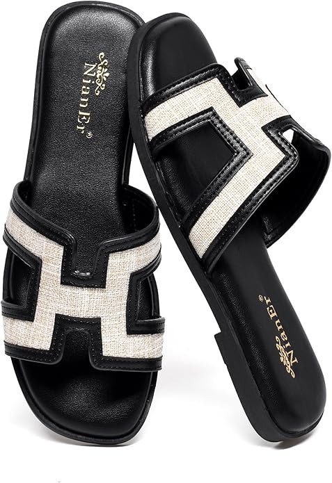 NianEr Womens Microfiber Leather Comfort Foam Support H Sandals Square Toe Dress Dressy Slip On C... | Amazon (US)