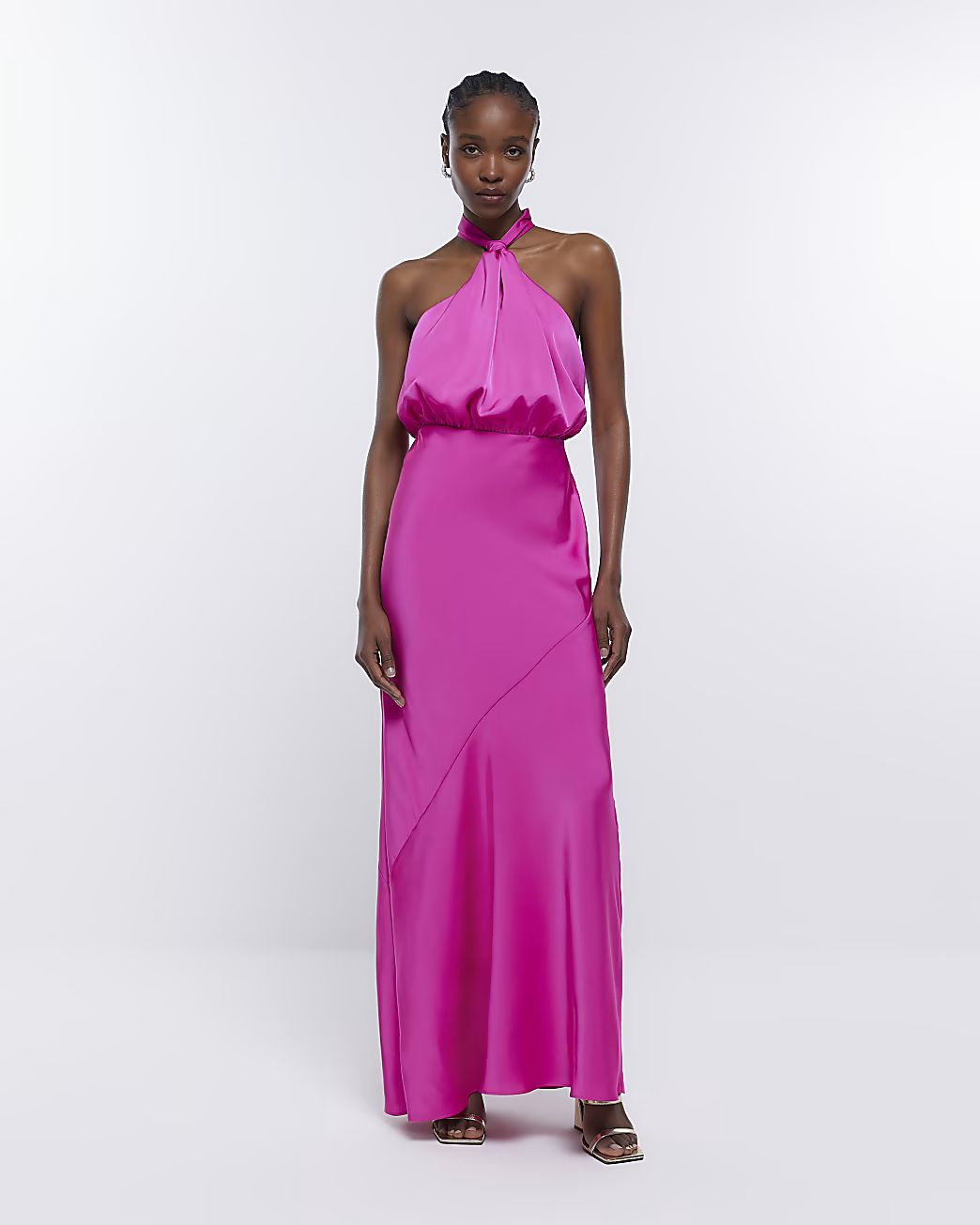 Pink Bridesmaid Halter Maxi Dress | River Island (US)