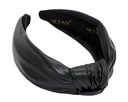 YETASI Headbands for Women Black Trendy Head bands for Women's Hair Leather Knotted Headband for Women is a Top Knot Womens Headbands Fashion Designer | Amazon (US)