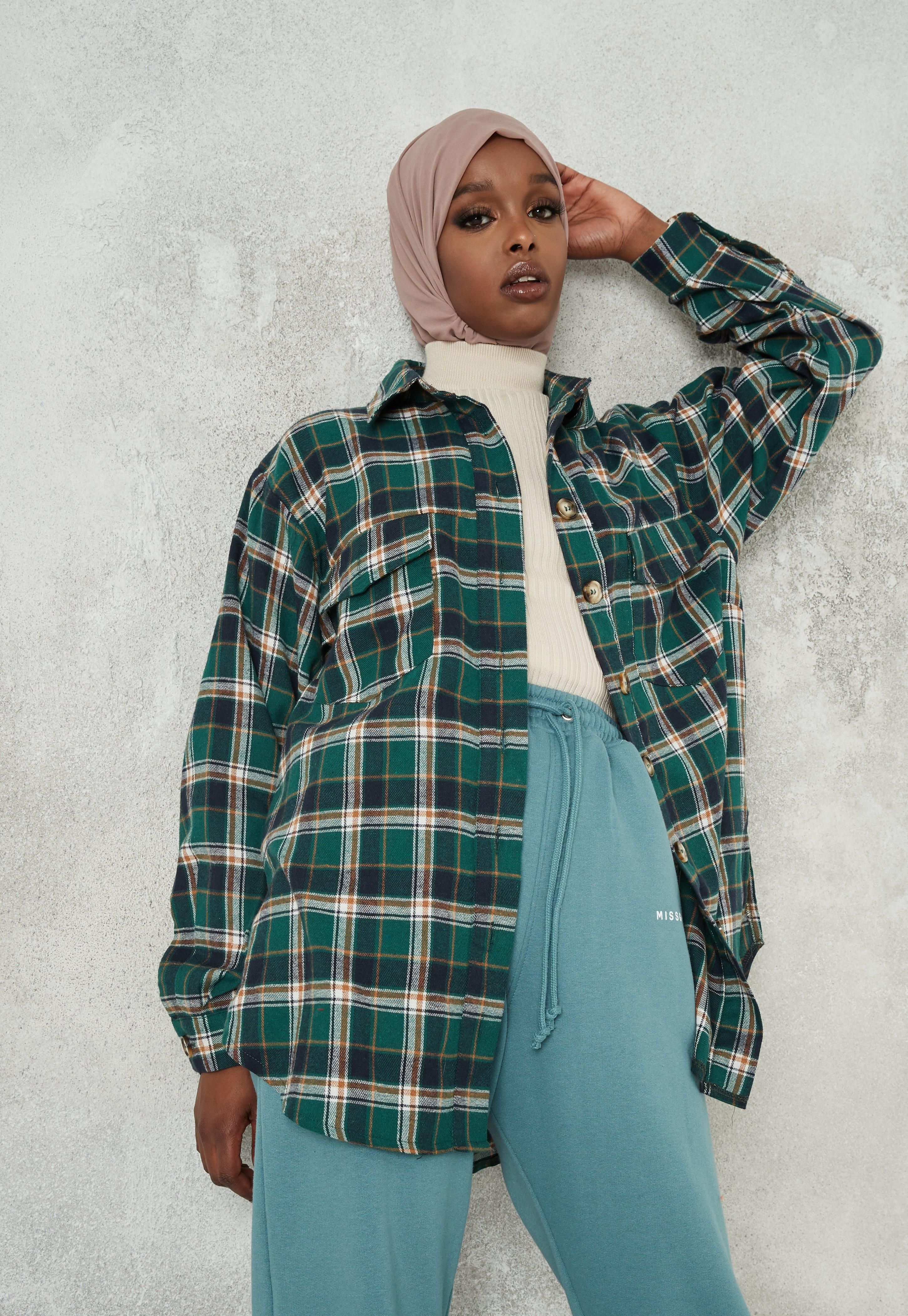 Green Plaid Extreme Oversized Shirt | Missguided (US & CA)