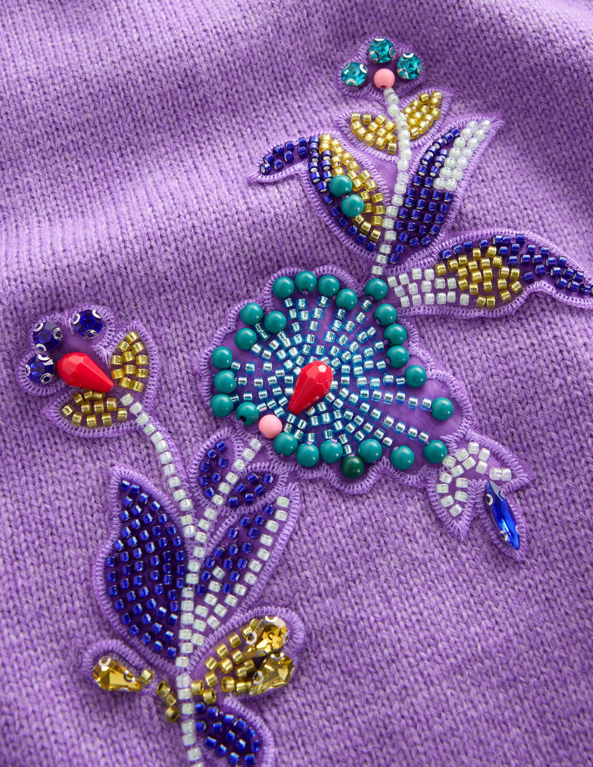 Ria Embellished Knit T-Shirt-Amethyst Purple | Boden UK