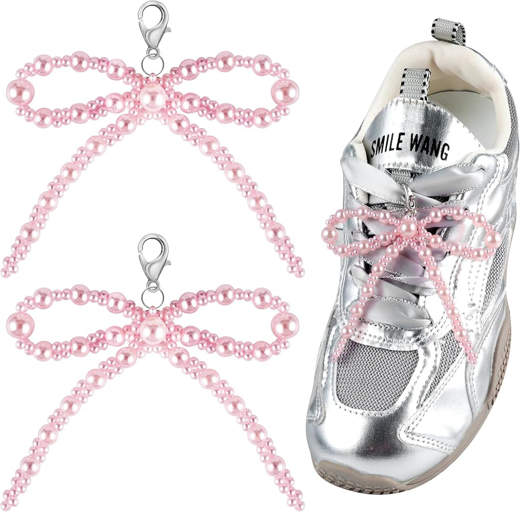 2Pcs Pearl Bow Shoe Charms for Sneakers Decoration Shoe Lace Charms Sneakers Elegant Pearl Buckle... | Amazon (US)