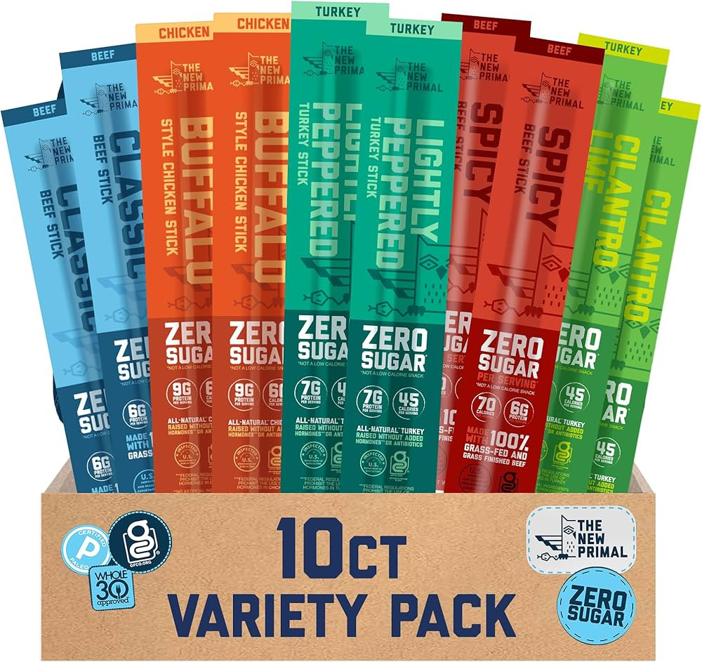 The New Primal, Meat Stick Sampler, Whole30 Approved, Paleo, Keto, Certified Gluten Free, Low Car... | Amazon (US)