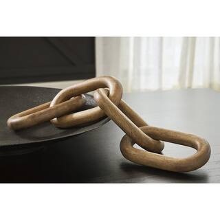 Mardelby Brown 24 in. x 3 in. Interlock Chain Wood Sculpture | The Home Depot