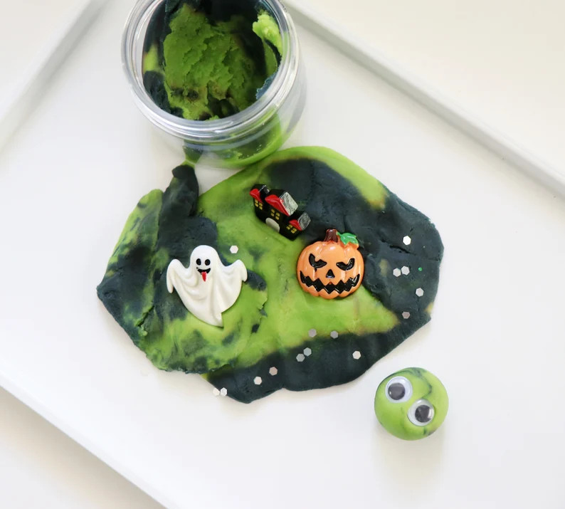 Halloween Play Dough Kit Playdough to Go Sensory Jars - Etsy | Etsy (US)
