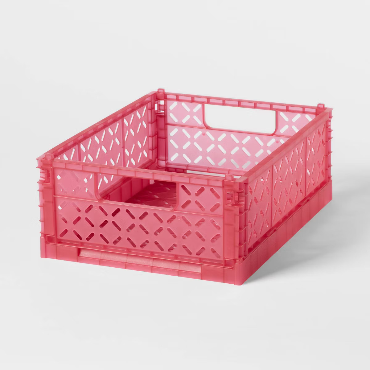 Rectangular Plastic Foldable Medium Crate Pink - Brightroom™ | Target