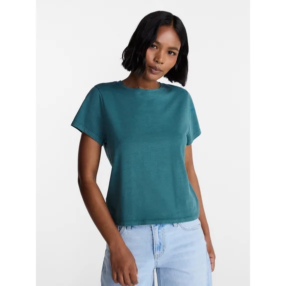 No Boundaries Washed Relaxed Fit Cotton Tee, Women's XXS-XXL | Walmart (US)