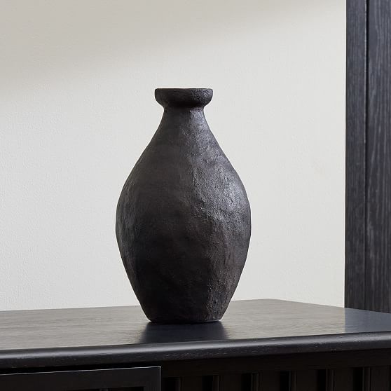 Shape Studies Vases, Vase, Black, Ceramic, Small | West Elm (US)