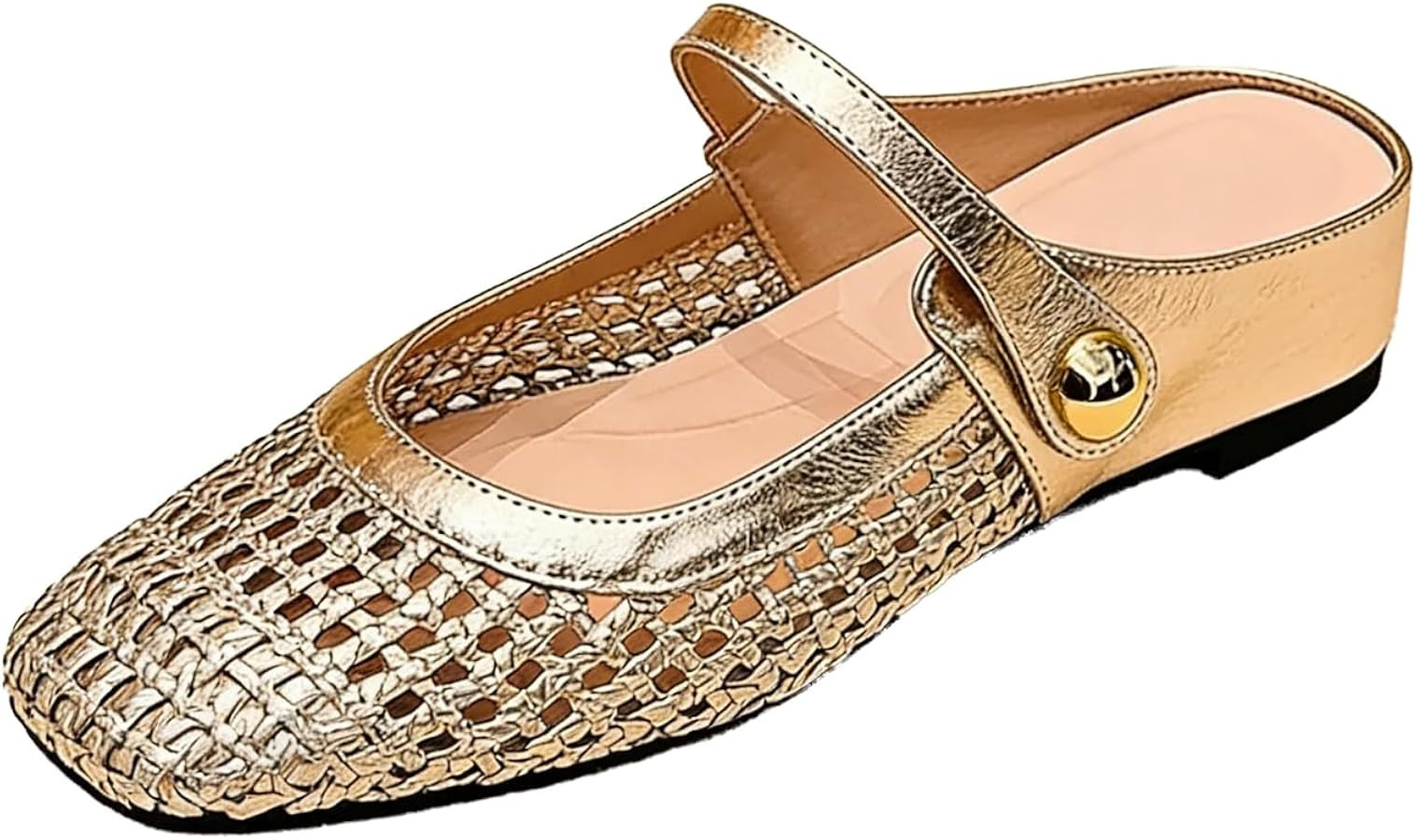 Women's Woven Mesh Mules Flats Closed Square Toe Slip-On Mary Jane Mules for Women Casual Hollow ... | Amazon (US)