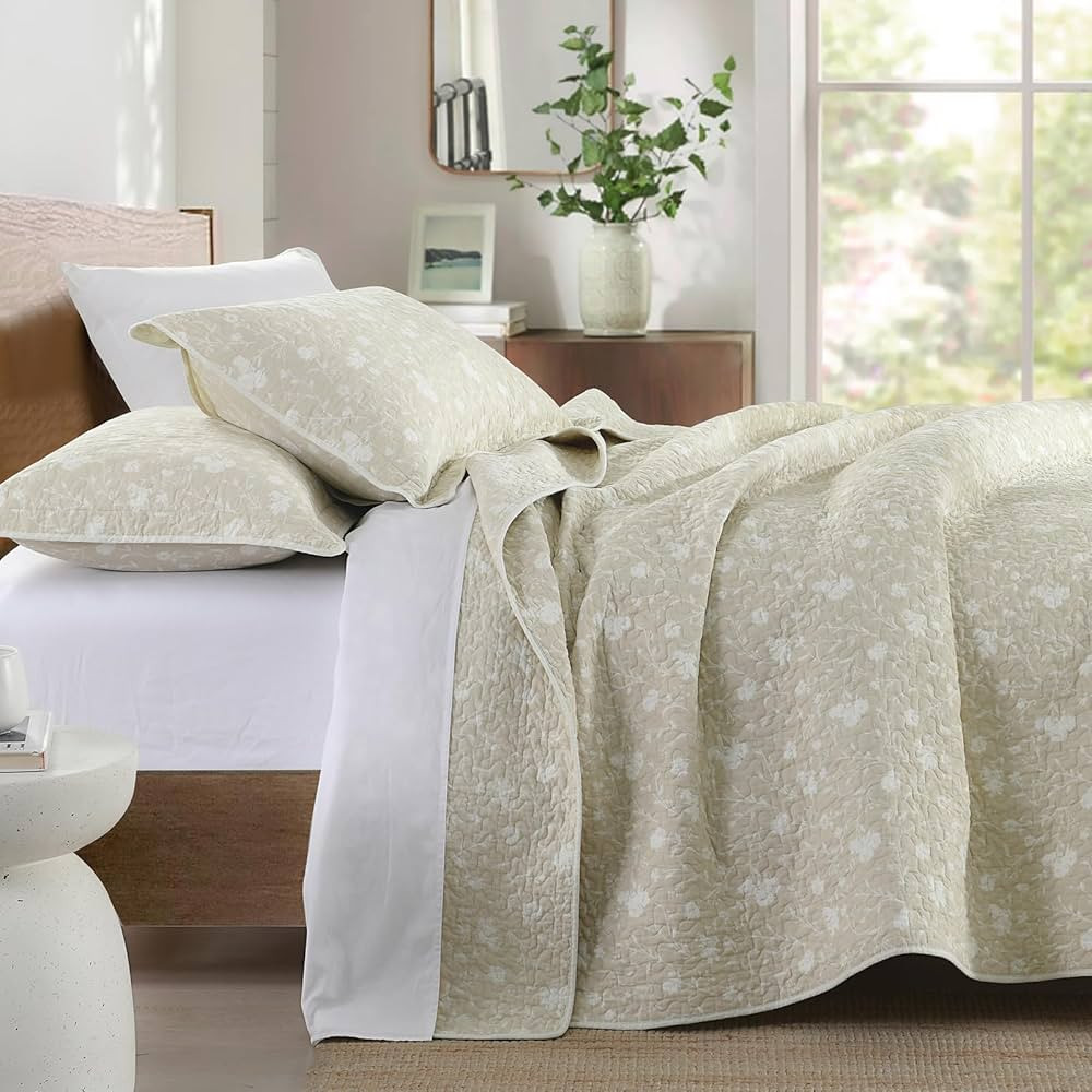 Floral Quilt Sets King - 100% Cotton Soft King Quilt Bedding Set for All Seasons, Lightweight Qui... | Amazon (US)
