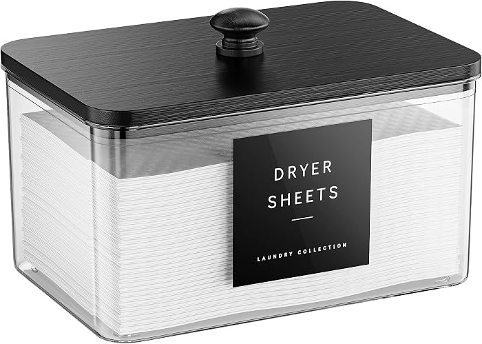 Dryer Sheet Holder with Lid, Clear Dryer Sheet Container, Dryer Sheet Dispenser with 6 Labels, La... | Amazon (US)