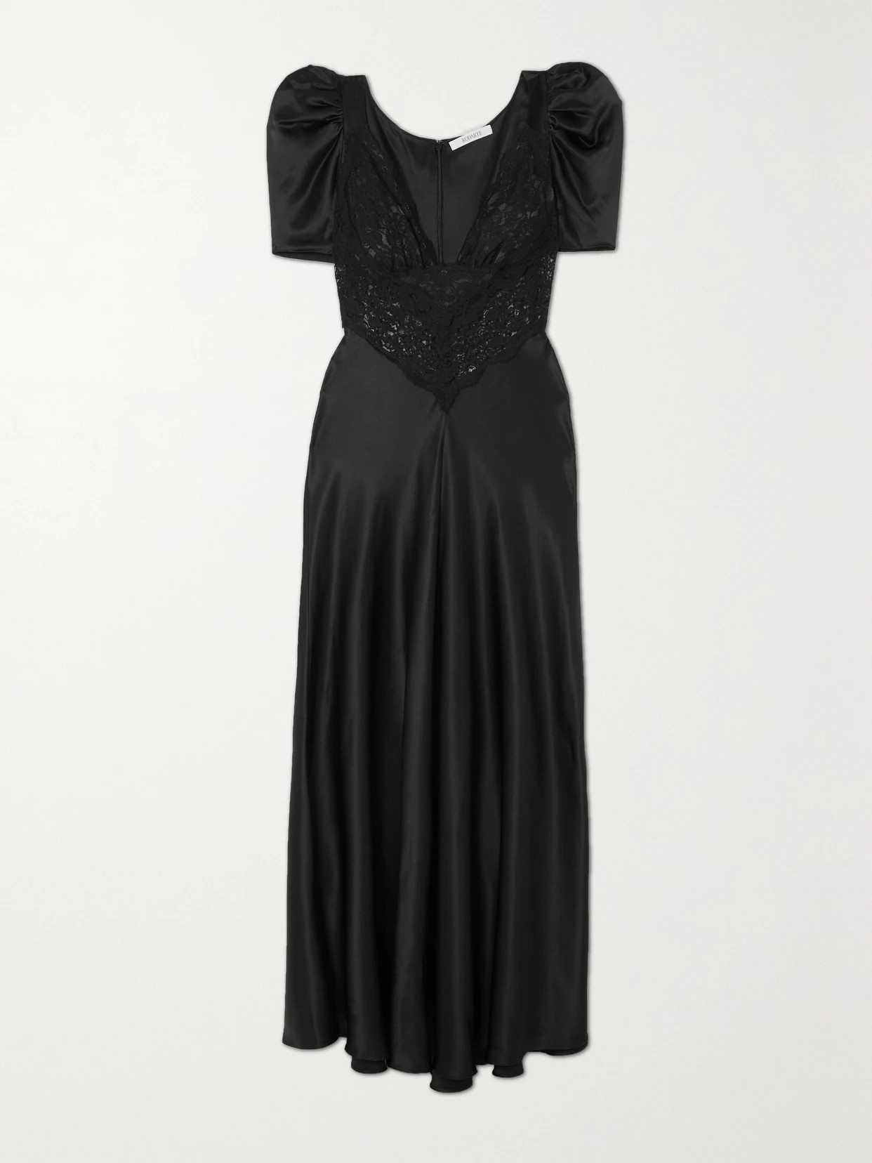 Rodarte - Silk-satin And Cotton-blend Lace Maxi Dress - Black | NET-A-PORTER (US)