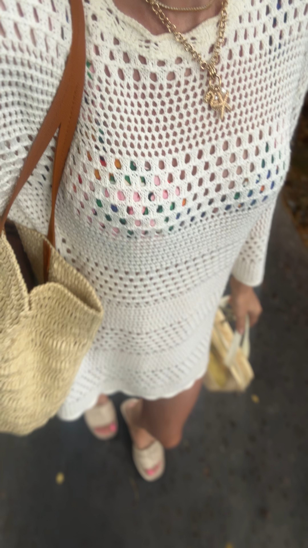 My most worn bathing suit coverup besides a plain linen shirt. I took a small but could have sized up to a medium for length. It also comes in a short sleeve and sleeveless now. I’ve had mine over a year. It makes the perfect resort look  

I also carried this shrimp bag the whole trip. It was perfect. The yellow bag in my hand is our sunscreen bag and came with us everywhere. 

#LTKTravel #LTKSwim #LTKFindsUnder50