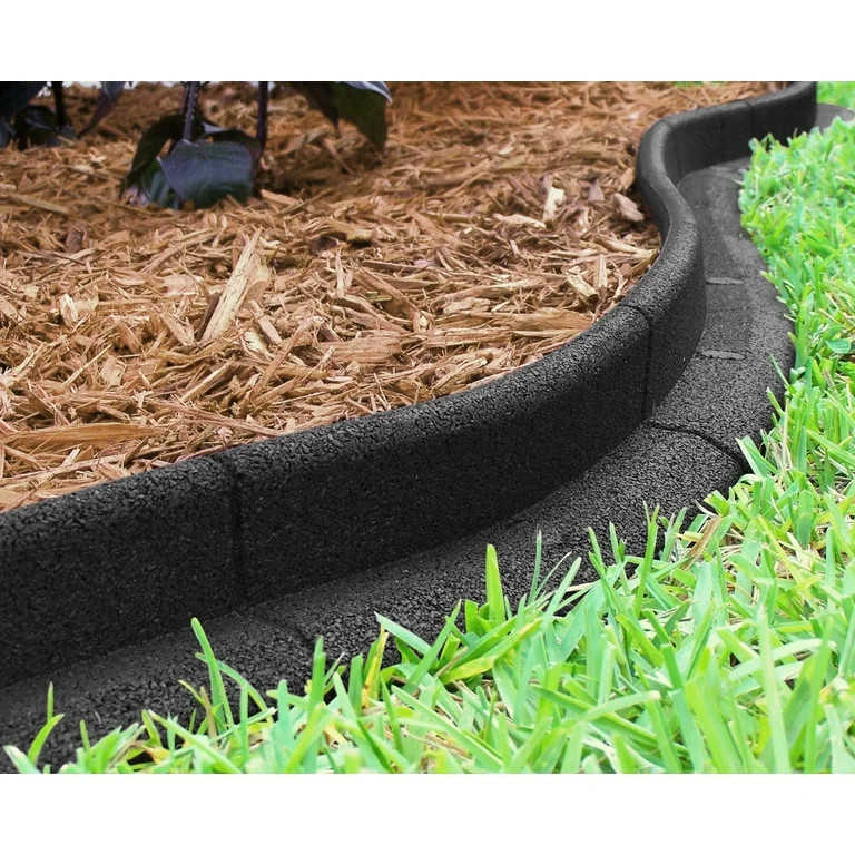 Eco Border 3" x 48" Black Rubber No Dig Landscape Garden Border Edging (Pack 6) | Walmart (US)