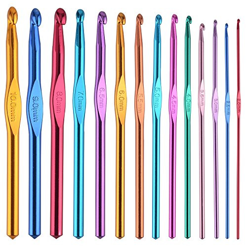 BCMRUN 14 pcs Multicolor Aluminum Crochet Hooks Knitting Needles Craft Yarn 2-10mm | Amazon (US)