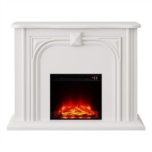 47.5" Wide Freestanding Fireplace with Realistic LED Flames - White | Homesquare