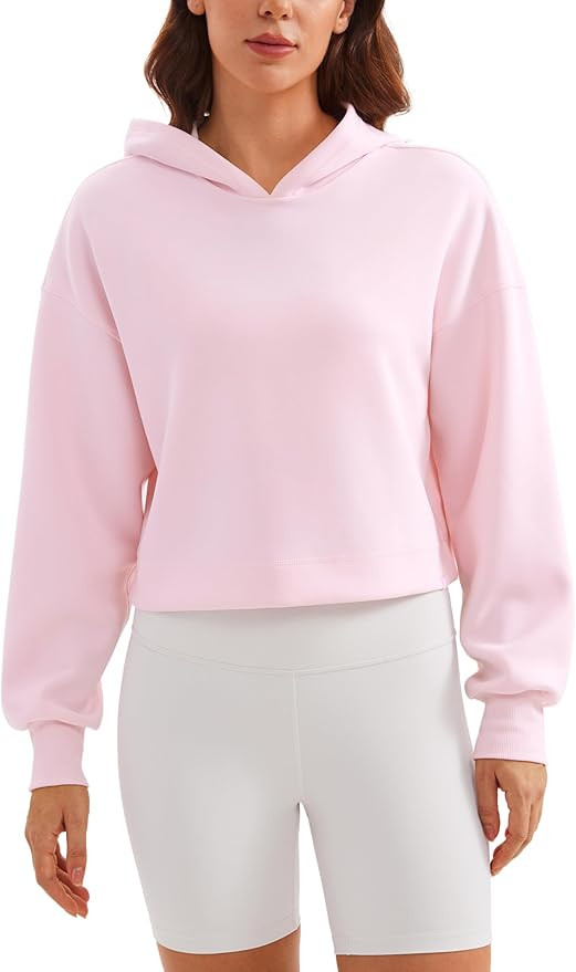 CRZ YOGA SoftAura Cropped Hoodies for Women - Long Sleeve Pullover Basic Workout Casual Hooded Sw... | Amazon (US)