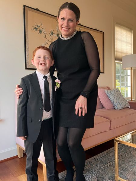 Mother son dance black tie affair. Formal kids suit. Affordable black suit tux. Mesh top under to create a different look during colder months  

#LTKstyletip #LTKover40 #LTKkids