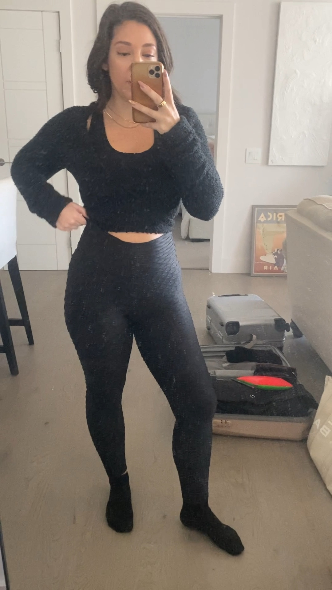 My FAVORITE leggings brand is finally on LTK and I’m so excited to share it with you!! If you haven’t tried Booty by Brabants this is your sign! The inclusive sizing is amazing and I don’t know how it works but it does! These are my #1 pick - the chrome style leggings in graphite. They come in one size fits most and also curvy. These are the one size. The croco fabric is a little more compression and also amazing I’m wearing the croco black top here with a skims cozy wrap top  

#LTKHoliday #LTKSeasonal #LTKfit