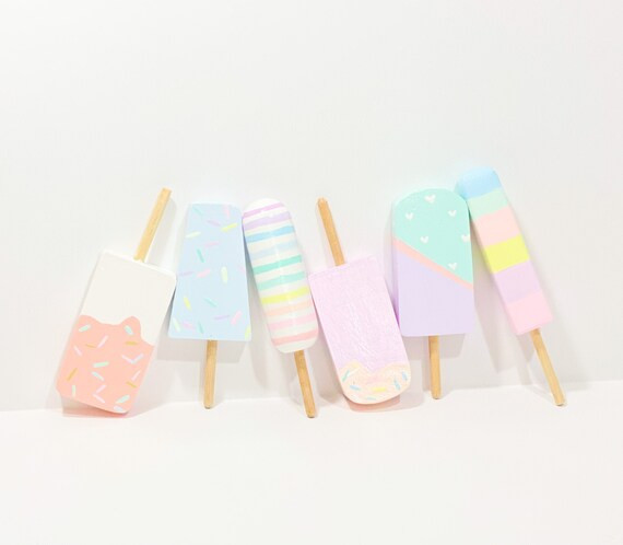 Pastel wooden ice cream set - handmade wooden pretend kitchen food | Etsy (US)
