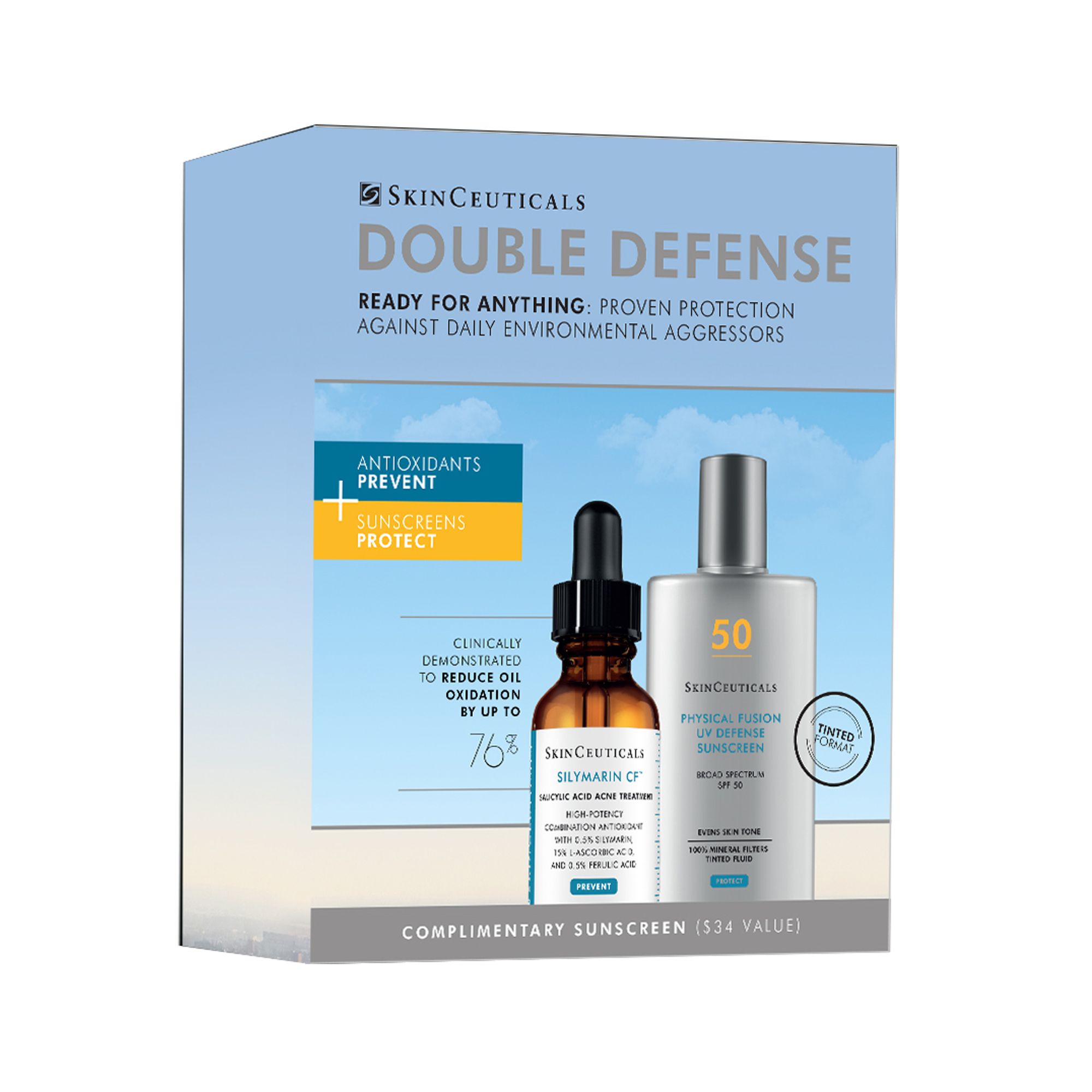 Double Defense Set | Silymarin C F | Physical Fusion UV Defense SPF 50 | SkinCeuticals | SkinCeuticals