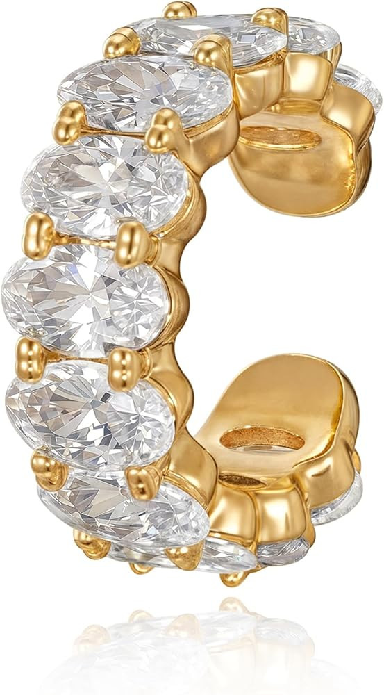 MTMY Ear Cuffs Non Piercing for Women 14K Gold Plated Ear Cuff Earrings Colorful Cubic Zirconia P... | Amazon (US)