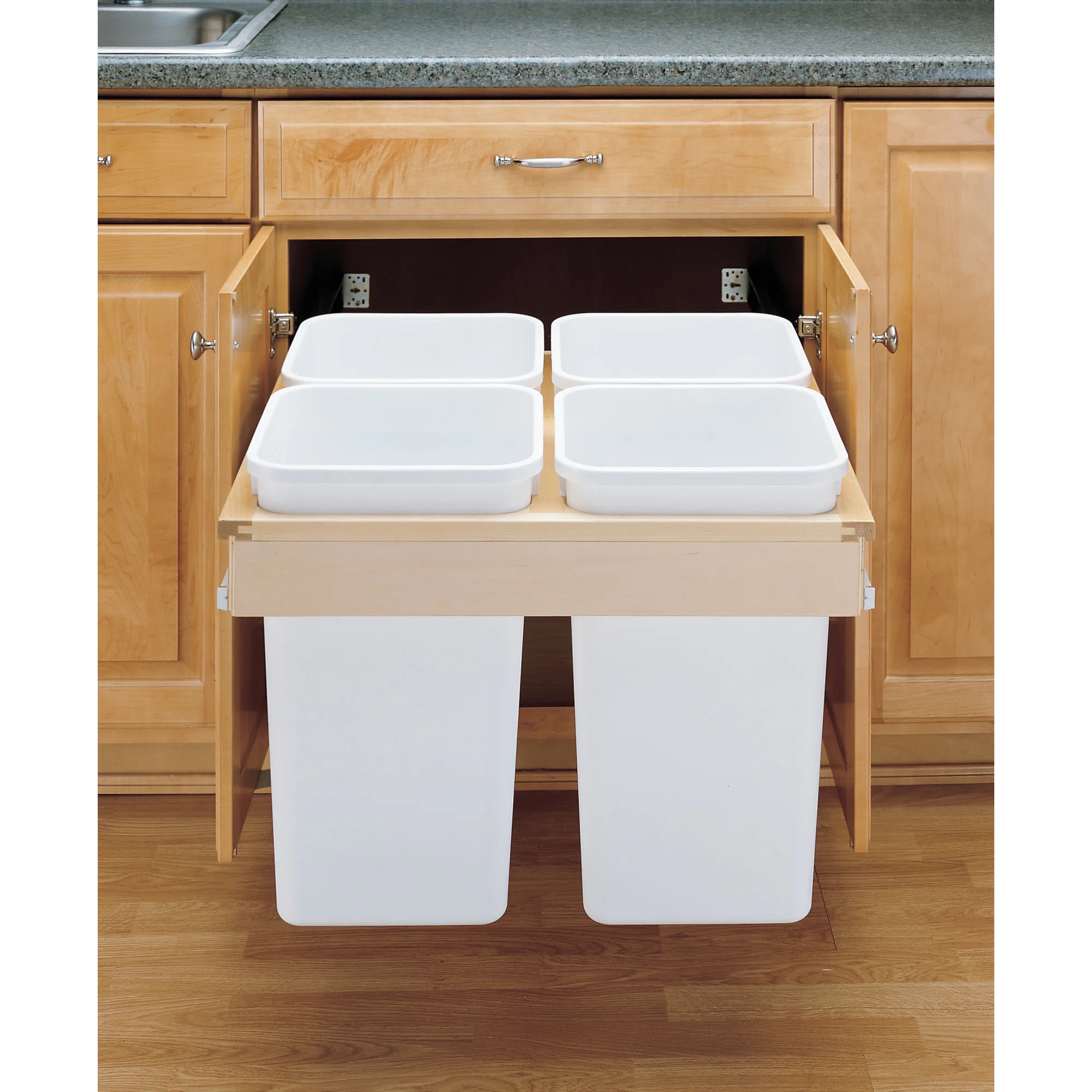 Rev-A-Shelf Wood Top Mount Pull Out Quad Trash/Waste Container & Reviews | Wayfair | Wayfair North America