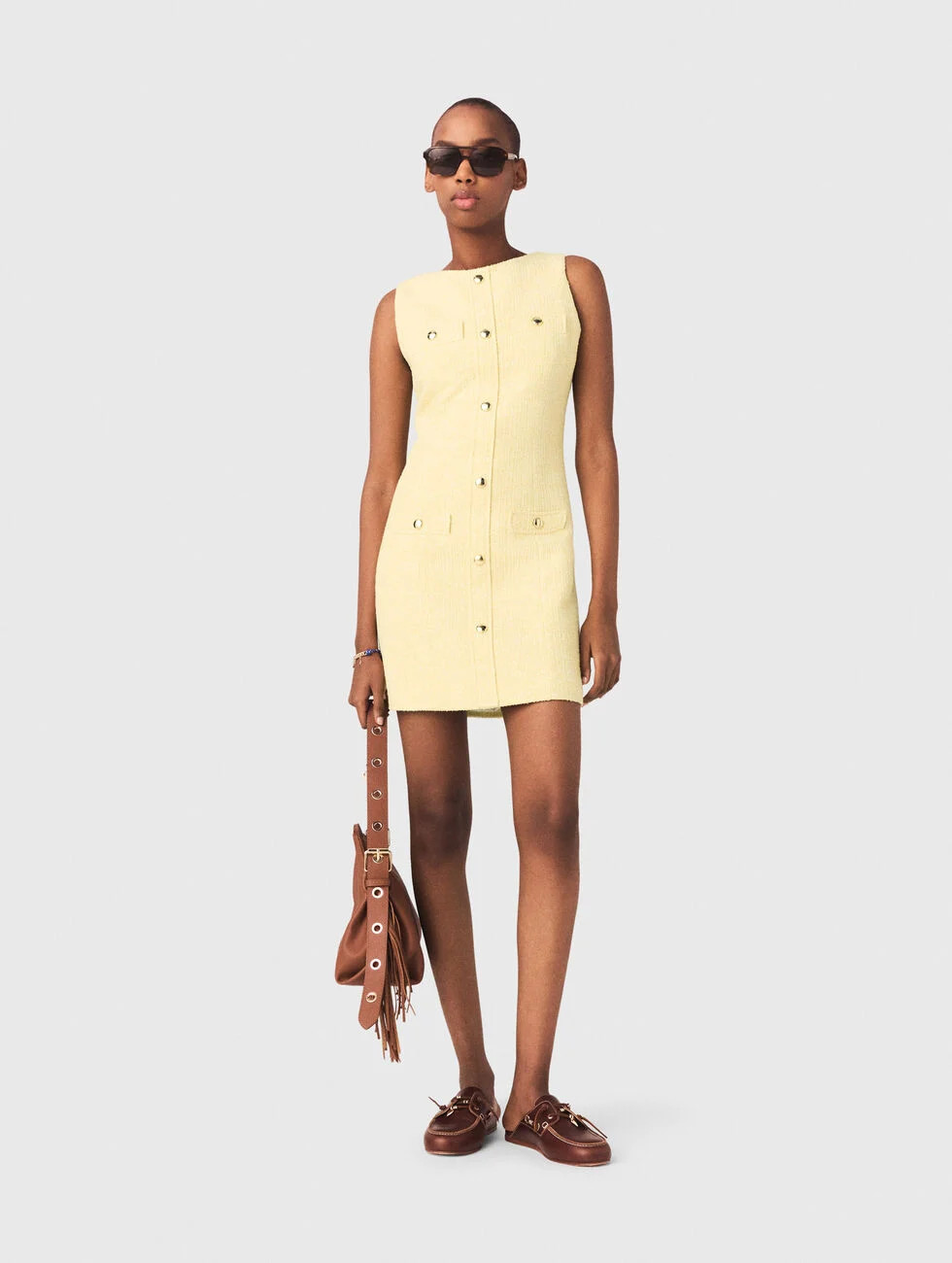Short tweed dress Yellow / Orange for Women | Maje | Maje US