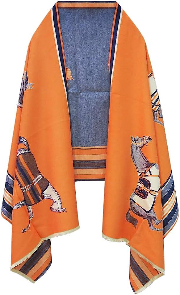 EXTREE Scarfs for Women Pashmina Silky Shawl Wrap for Evening Dressing Horse Scarf Blanket Open Fron | Amazon (US)