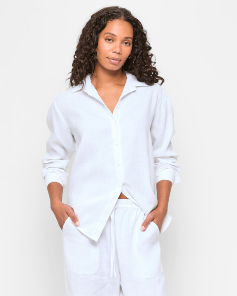 European Linen Long Sleeve Shirt - White | Target AU
