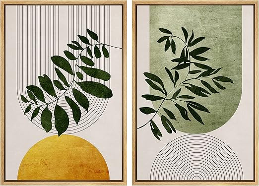 IDEA4WALL Framed Canvas Print Wall Art Set Mid-Century Geometric Forest Plant Leaf Nature Wildern... | Amazon (US)