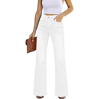 GRAPENT Womens Flare Jeans High Waisted Wide Leg Baggy Jean for Women Stretch Denim Pants | Amazon (US)
