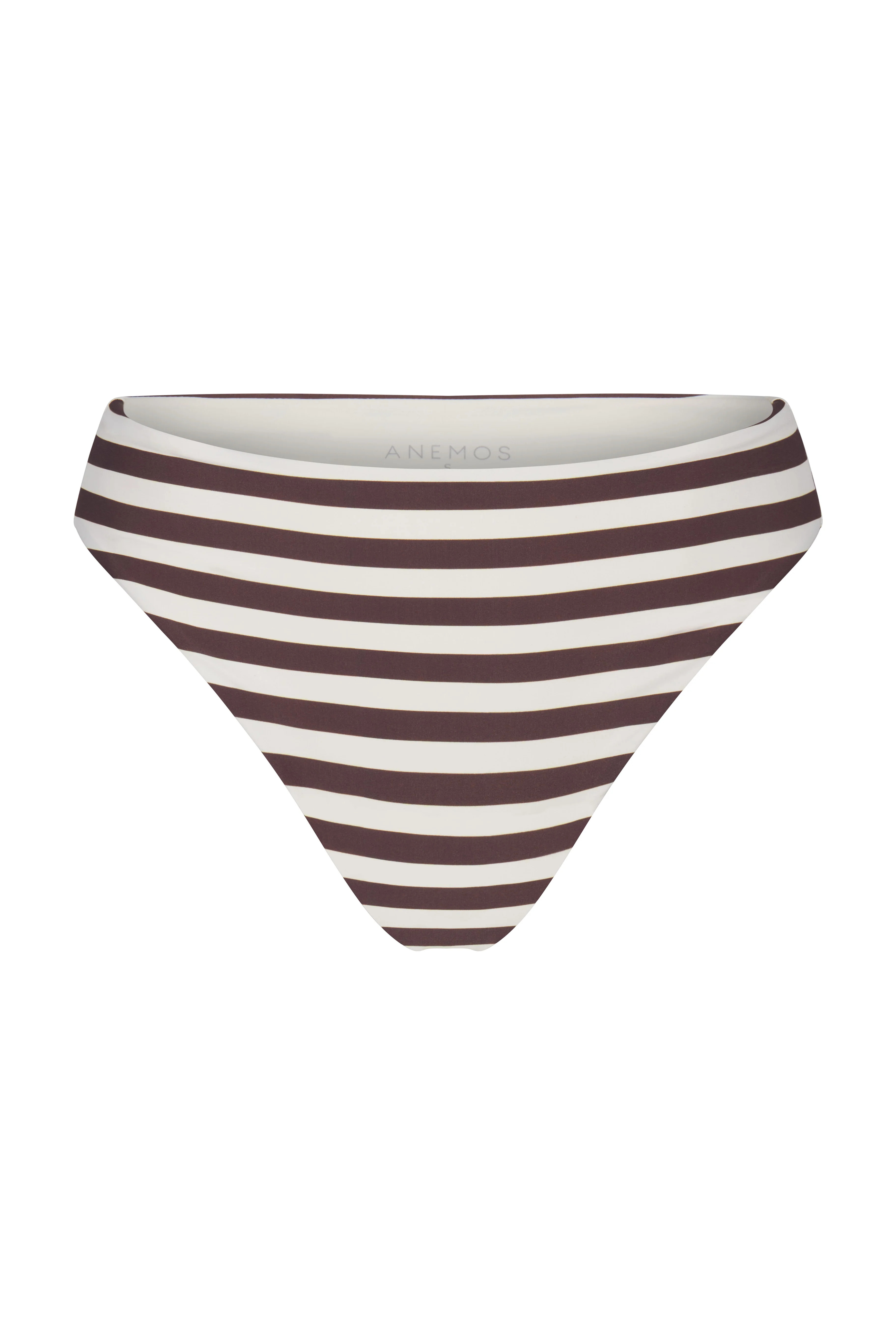 Midi High-Cut Bikini Bottom In Espresso Even Stripes | Anemos Swim (US)