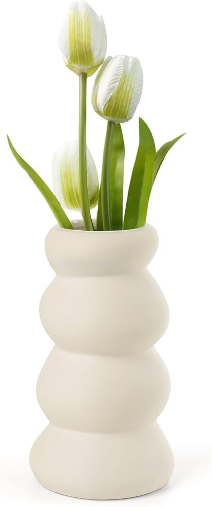 Ceramic Bud Vase, Small Vase Home Decor, Round Boho Vase for Centerpieces for Pampas Grass Flower... | Amazon (US)