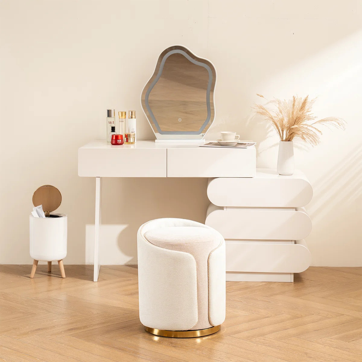 Juriana Metal Accent Stool Swivel Vanity Ottoman | Wayfair North America