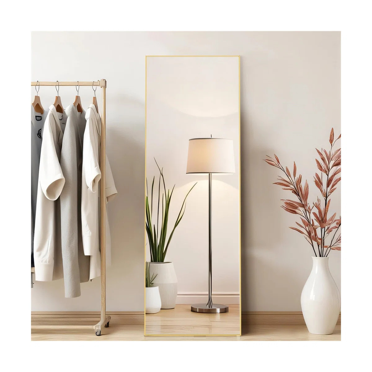 Rectangular Full Length Mirror, Gold | Wayfair North America