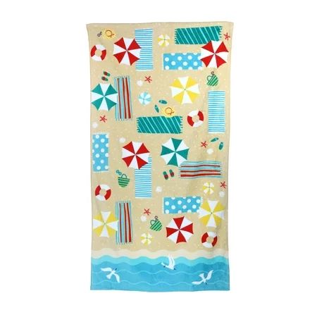 Mainstays Printed Sheared Beach Towel, Beach Scene | Walmart Online Grocery