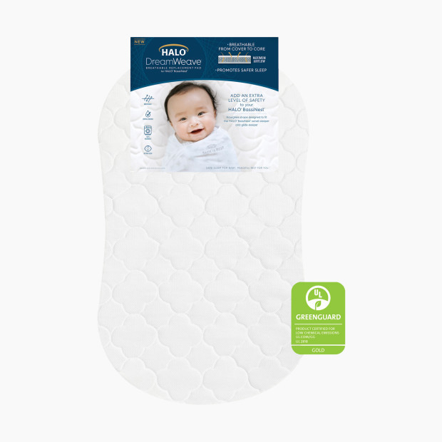 Halo Dreamweave Breathable Bassinest Replacement Pad in White | 100% Recyclable | Babylist