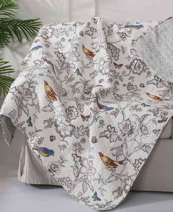 Levtex Mockingbird Toile Reversible Quilted Throw & Reviews - Blankets & Throws - Bed & Bath - Ma... | Macys (US)