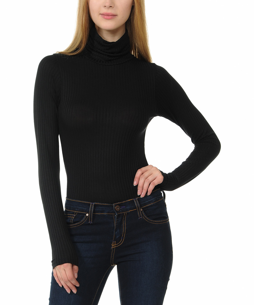 Black Turtleneck Top - Women | zulily