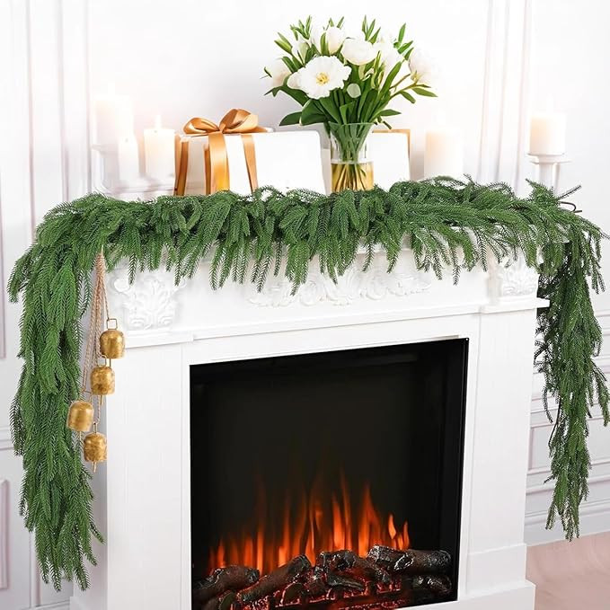 6FT Norfolk Pine Garland, 60 Tips Realistic Artificial Christmas Garland for Mantle and Table, Ou... | Amazon (US)