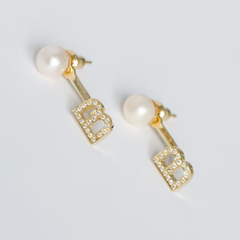 Initial Earrings New Mom Jewelry Alphabet Earring Solid | Etsy | Etsy (US)